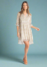 Paisley Long Sleeve Collared Mini Dress