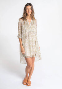 Paisley Long Sleeve Collared Mini Dress