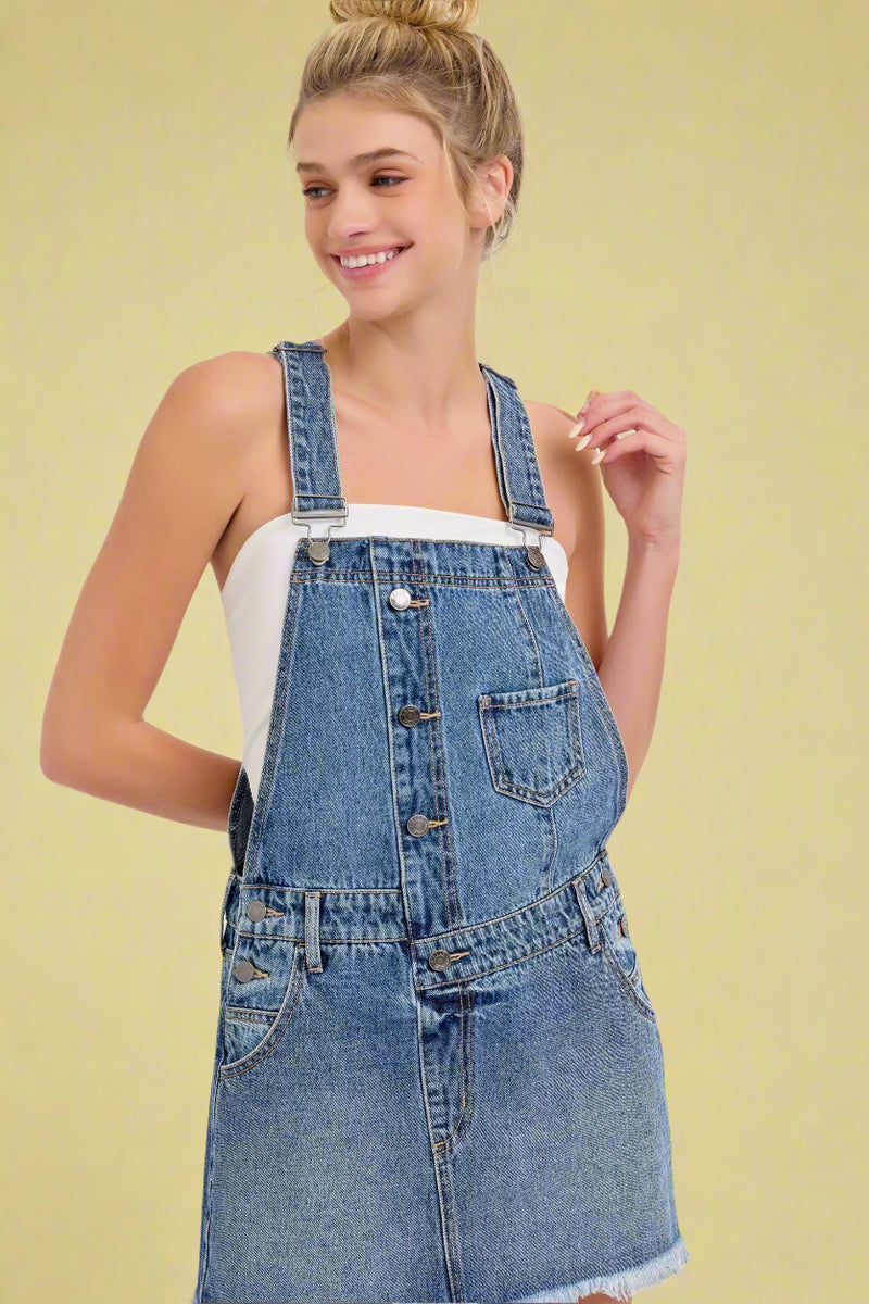 Mid Waisted Mini Skirtall - Medium Wash