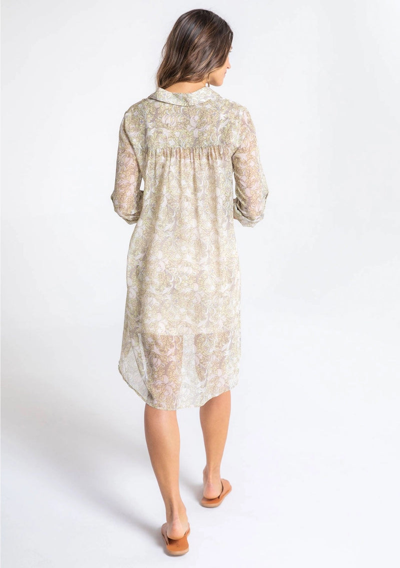 Paisley Long Sleeve Collared Mini Dress