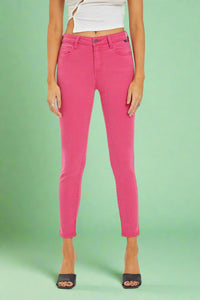 Mid Rise Crop Skinny - Raspberry