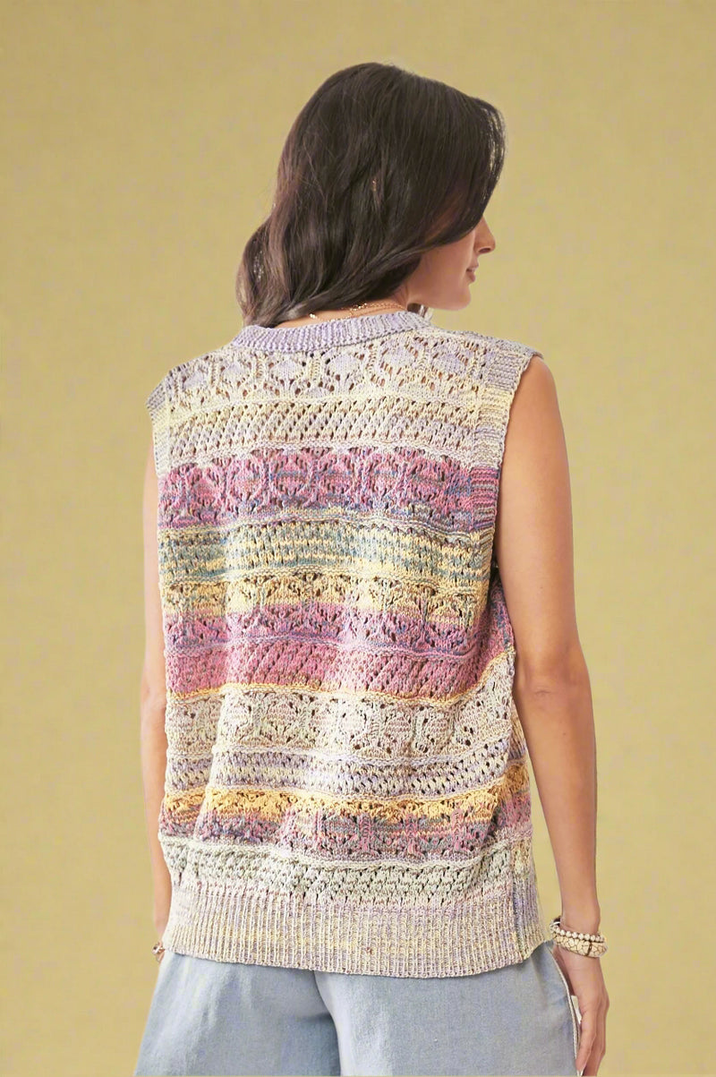 Crochet Sleeveless Vest - Multi