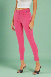 Mid Rise Crop Skinny - Raspberry