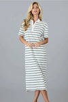 Polo Midi Dress Stripe Green