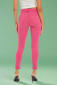 Mid Rise Crop Skinny - Raspberry