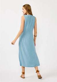 V-Neck Button-Down Tank Dress with Slits
