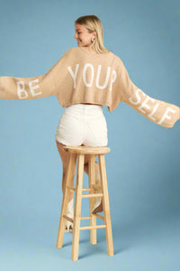 Be Yourself Reversible Sweater Crop Top - Oatmeal
