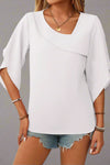 Asymmetrical Cape Sleeve Blouse - White