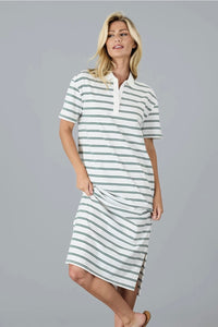 Polo Midi Dress Stripe Green