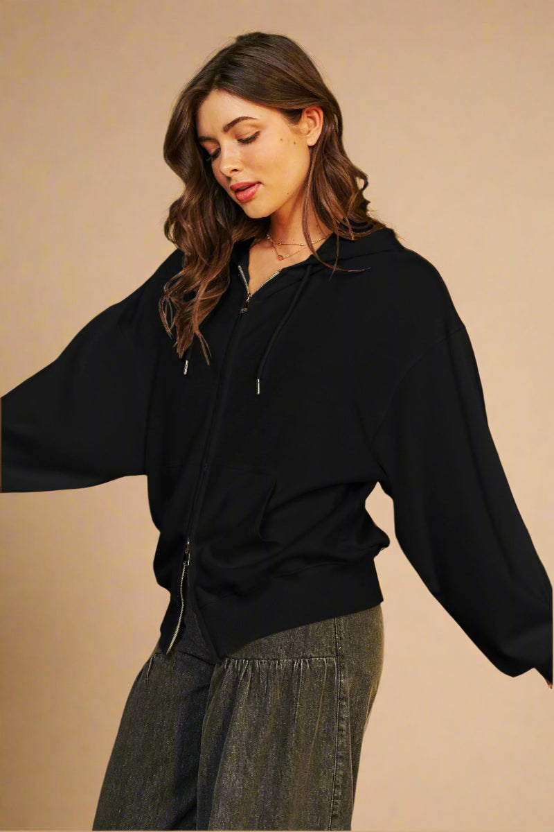 Zip Up Hoodie Black