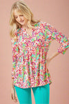 Babydoll Top Bright Floral - Purple