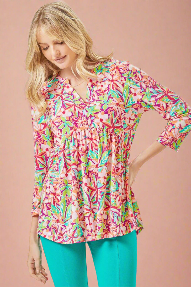 Babydoll Top Bright Floral - Purple