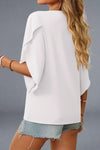 Asymmetrical Cape Sleeve Blouse - White