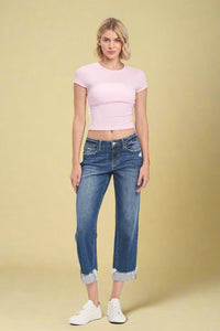 Mid Rise Cuffed Boyfriend Jeans LV3