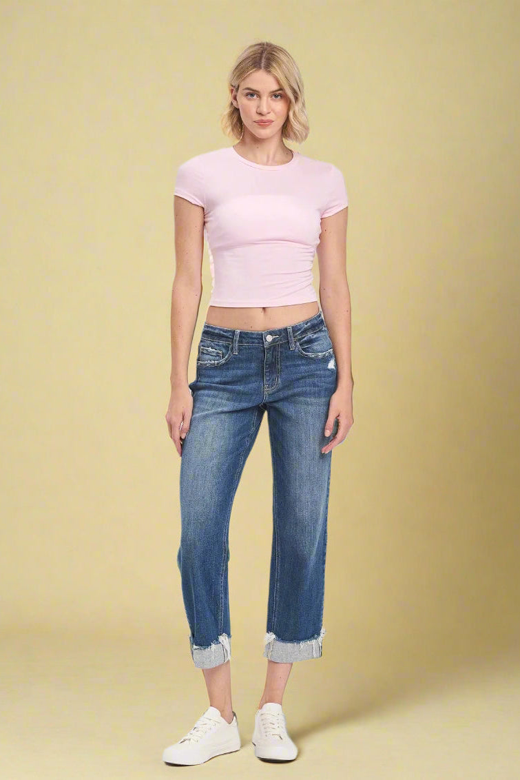 Mid Rise Cuffed Boyfriend Jeans LV3
