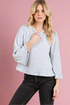 Ribbed Tiger Brush Top - Heather Gray