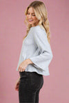 Ribbed Tiger Brush Top - Heather Gray