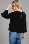 Ribbed Tiger Brush Top - Black