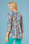 Babydoll Top Abstract Floral - Royal