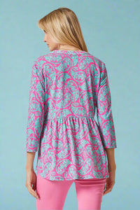 Babydoll Top Emerald Paisley - Pink