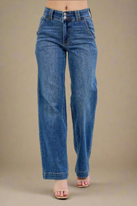 High Waist Double Button Wide Leg JB137