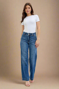 High Waist Double Button Wide Leg JB137