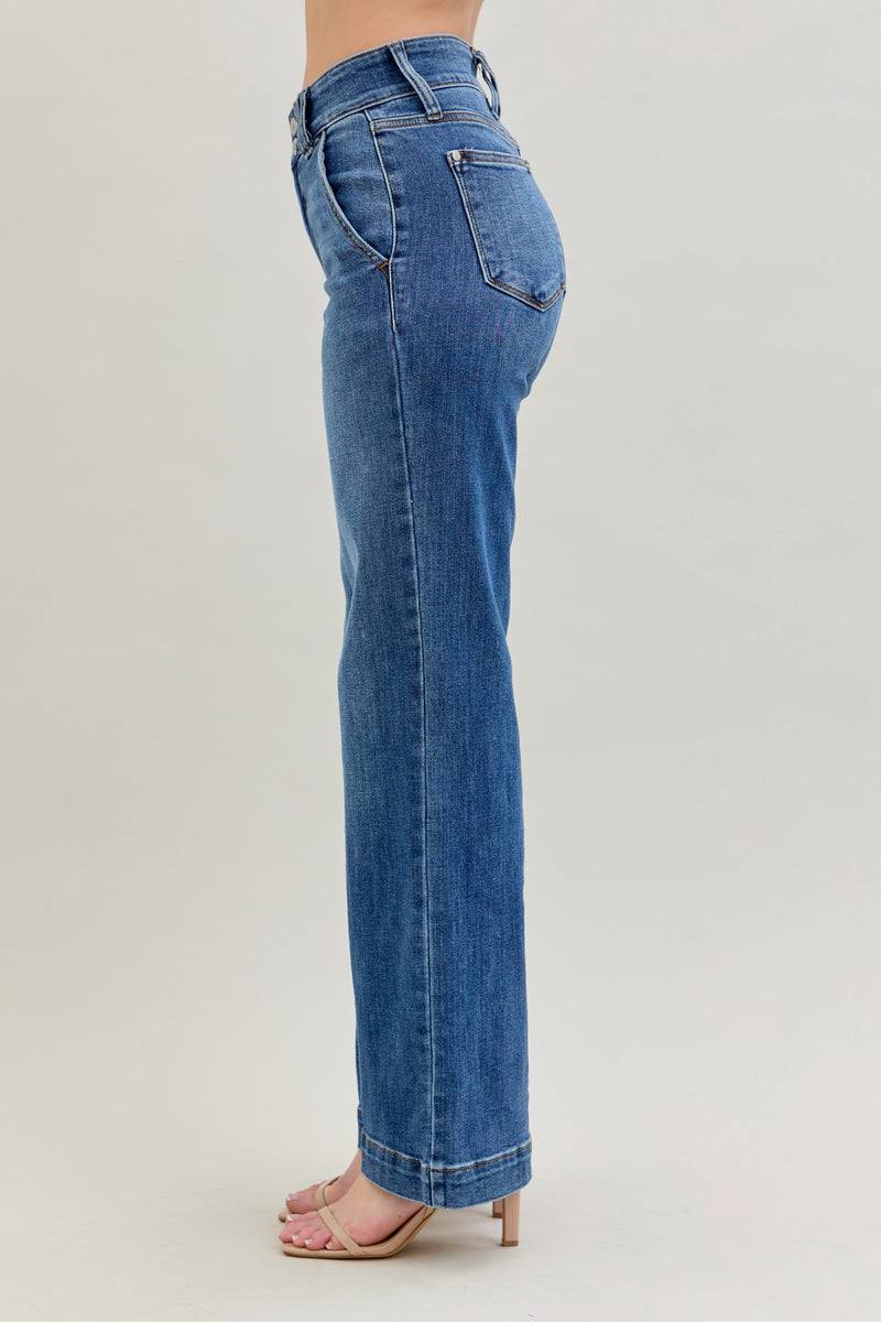 High Waist Double Button Wide Leg JB137