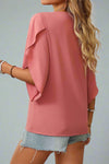Asymmetrical Cape Sleeve Blouse - Rose
