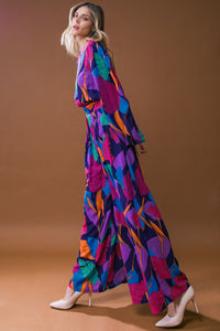 Wide Leg Floral Jumpsuit Navy