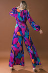 Wide Leg Floral Jumpsuit Navy
