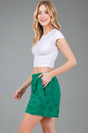 Floral Textured Shorts - Green
