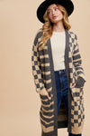 Checkerboard Long Cardigan Grey