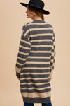 Checkerboard Long Cardigan Grey