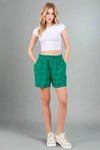 Floral Textured Shorts - Green