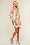 Bold Print Halter Dress - White