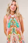 Bold Print Halter Dress - White