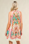 Bold Print Halter Dress - White
