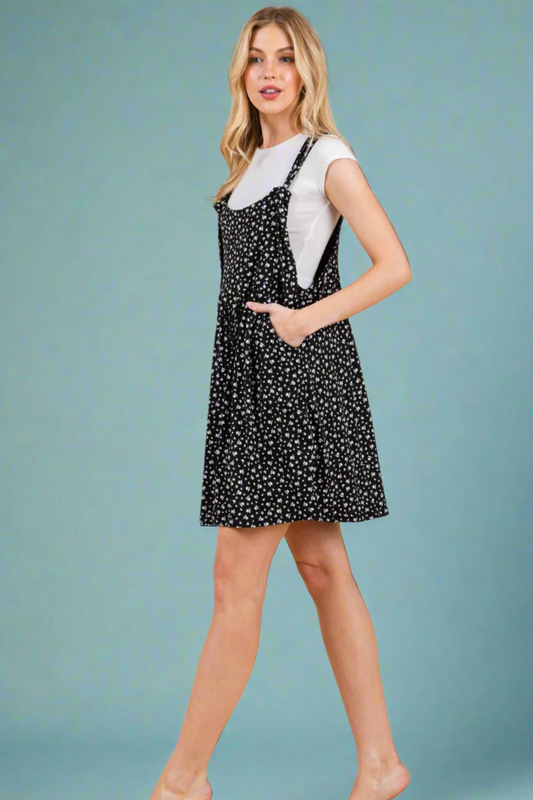 Floral Print Romper - Black