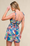 Spaghetti Strap Tropical Romper Blue