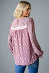 Multi Print Lace Detail Top Marsala