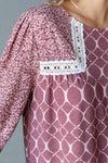 Multi Print Lace Detail Top Marsala