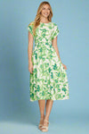 Drop Shoulder Floral Print Midi Dress