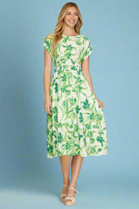 Drop Shoulder Floral Print Midi Dress