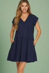 Pintuck Detail Mini Dress