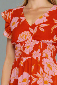 Ruffled Sleeve Floral Maxi Dress
