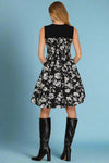 Bubble Hem Floral Print Dress - Black