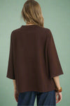 Flower Mock Neck Sweater Top - Brown