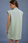 Quarter Zip Mini Dress - Sage