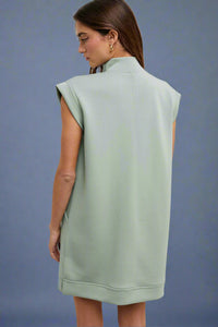 Quarter Zip Mini Dress - Sage