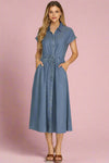 Chambray Button Down Dress - Denim